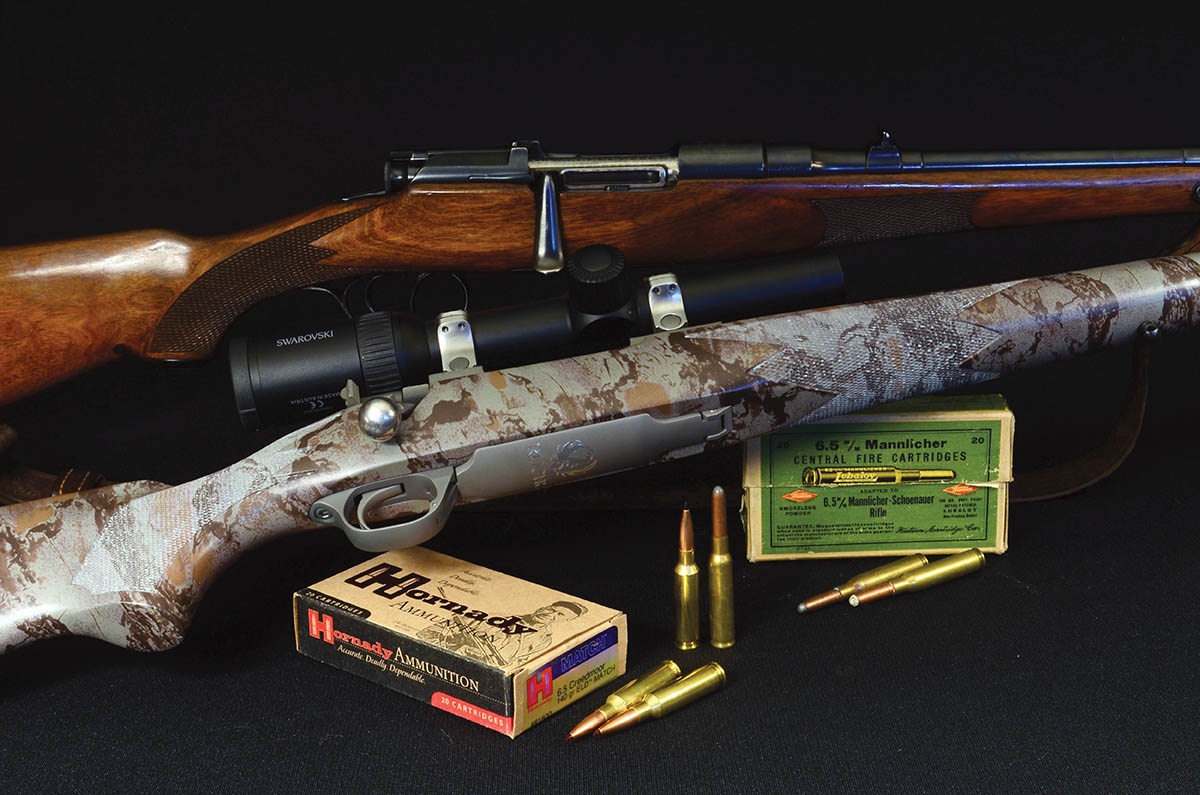 Old and new, and really quite alike: The Mannlicher-Schönauer Model 1903 (top) with its 6.5x54 M-S ammunition, and the Ruger Model 77 FTW Hunter, circa 2016, chambered in 6.5 Creedmoor (bottom).